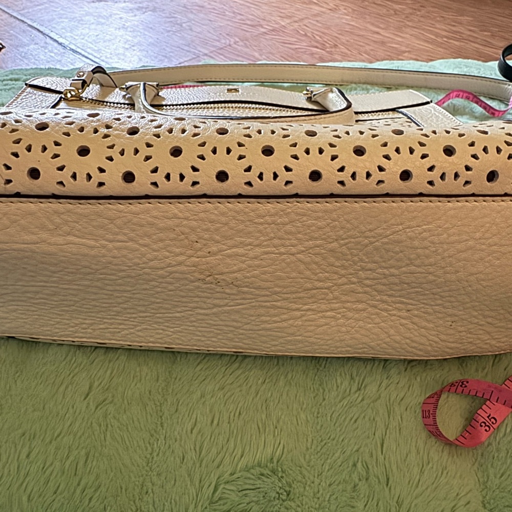 kate spade Cream Perforated Leather Satchel with Gold Hardware - Picture 8 of 15